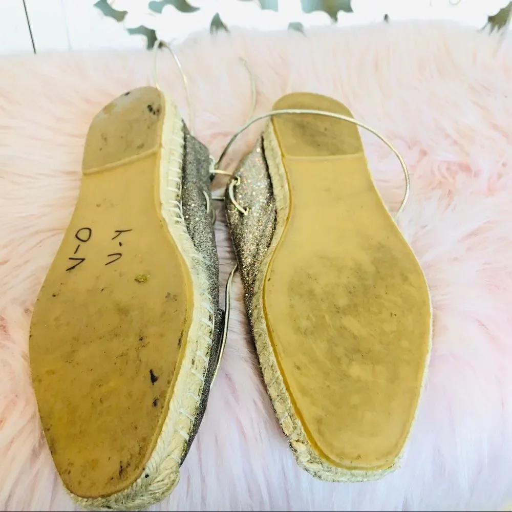 EUC Zara Glitter Tie Front Espadrilles Flats 9